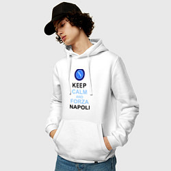 Толстовка-худи хлопковая мужская Keep Calm & Forza Napoli, цвет: белый — фото 2