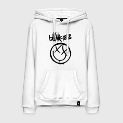 Толстовка-худи хлопковая мужская BLINK-182, цвет: белый