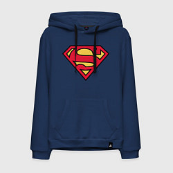 Толстовка-худи хлопковая мужская Superman logo цвета тёмно-синий — фото 1