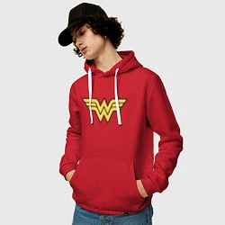 Толстовка-худи хлопковая мужская Wonder Woman, цвет: красный — фото 2