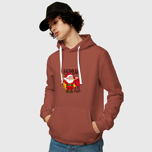 Мужская толстовка-худи Наливай а то уйду! / Кирпичный – фото 3