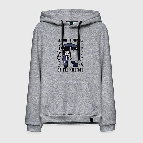 Мужская толстовка-худи Be kind to animals or I'll kil / Меланж – фото 1