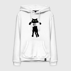 Толстовка-худи хлопковая мужская Черный кот в руках, цвет: белый