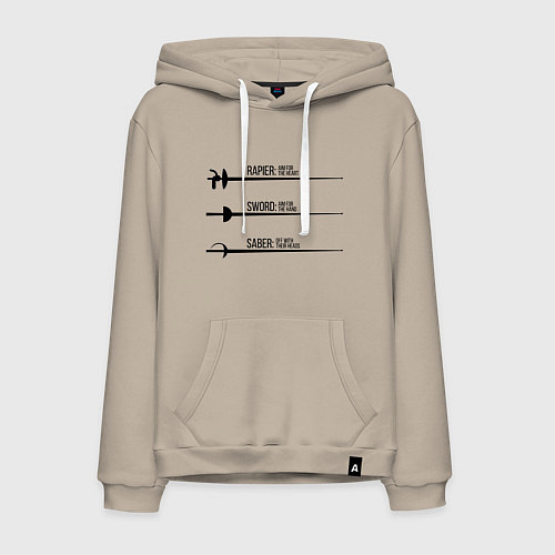 Мужская толстовка-худи Виды оружия для фехтования / Миндальный – фото 1