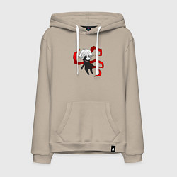 Толстовка-худи хлопковая мужская Токийский гуль, цвет: миндальный