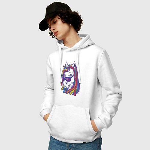 Мужская толстовка-худи Rasta Unicorn / Белый – фото 3