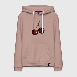 Толстовка-худи хлопковая мужская Вишня, цвет: пыльно-розовый