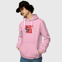 Толстовка-худи хлопковая мужская Iron Mike, цвет: светло-розовый — фото 2