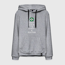 Толстовка-худи хлопковая мужская Keep calm I??m a doctor, цвет: меланж