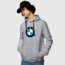 Толстовка-худи хлопковая мужская BMW, цвет: меланж — фото 2