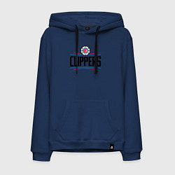 Толстовка-худи хлопковая мужская Los Angeles Clippers 1 цвета тёмно-синий — фото 1