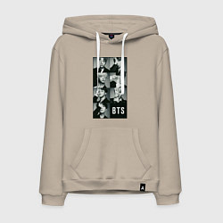 Толстовка-худи хлопковая мужская BTS, цвет: миндальный