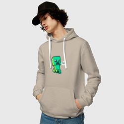 Толстовка-худи хлопковая мужская MINERCRAFT CREEPER, цвет: миндальный — фото 2