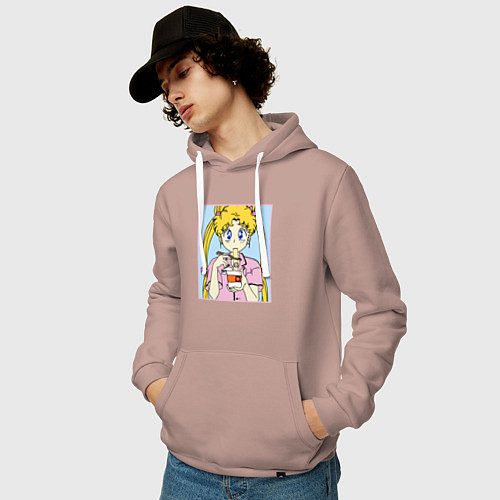 Мужская толстовка-худи Sailor Moon Usagi Tsukino / Пыльно-розовый – фото 3