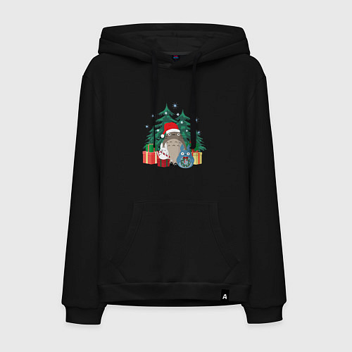 Мужская толстовка-худи New Year Totoro / Черный – фото 1