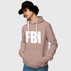 Толстовка-худи хлопковая мужская FBI, цвет: пыльно-розовый — фото 2