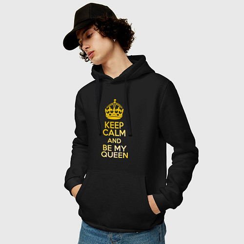 Мужская толстовка-худи Keep Calm & Be My Queen / Черный – фото 3