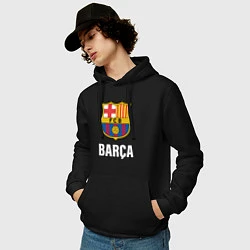 Толстовка-худи хлопковая мужская BARCA, цвет: черный — фото 2