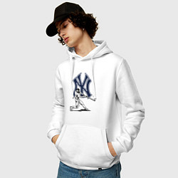 Толстовка-худи хлопковая мужская New York Yankees - baseball team, цвет: белый — фото 2