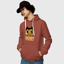Толстовка-худи хлопковая мужская Bendy And The Ink Machine, цвет: кирпичный — фото 2