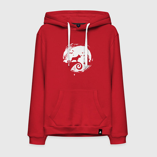 Мужская толстовка-худи Полнолуние Французский бульдог / Красный – фото 1