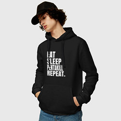 Толстовка-худи хлопковая мужская EAT SLEEP PENTAKILL REPEAT, цвет: черный — фото 2
