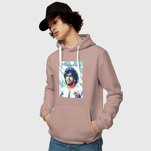 Мужская толстовка-худи Марадона золотой мальчик / Пыльно-розовый – фото 3