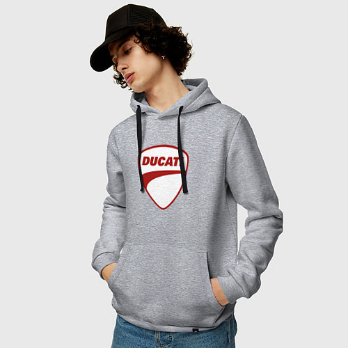 Мужская толстовка-худи Ducati Logo Дукати Лого Z / Меланж – фото 3