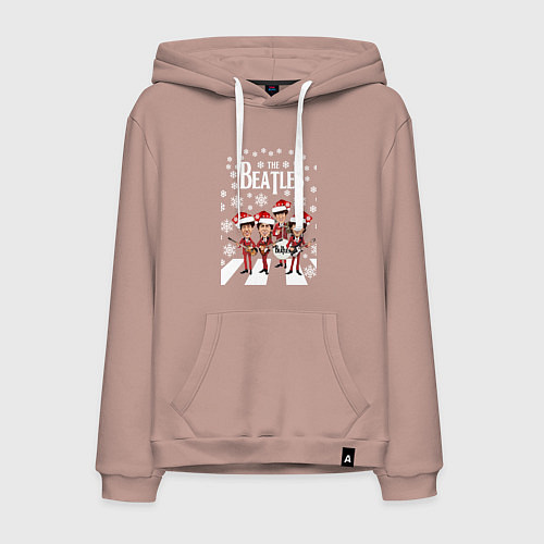 Мужская толстовка-худи Битлз Новогодний / Пыльно-розовый – фото 1