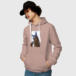 Толстовка-худи хлопковая мужская Number one, цвет: пыльно-розовый — фото 2