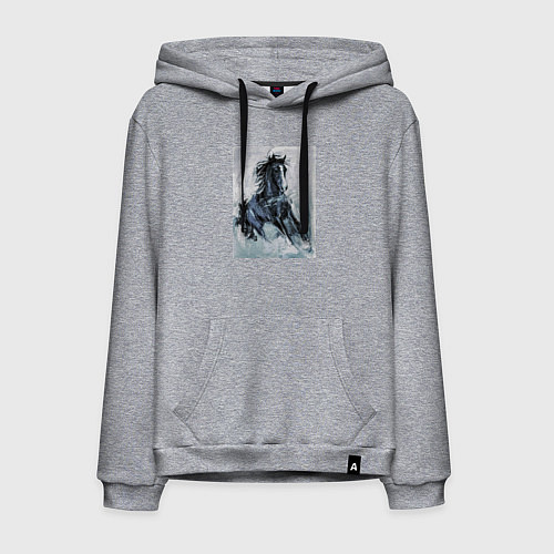 Мужская толстовка-худи Лошадь арт / Меланж – фото 1