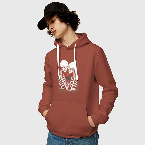 Мужская толстовка-худи Love День святого Валентина / Кирпичный – фото 3