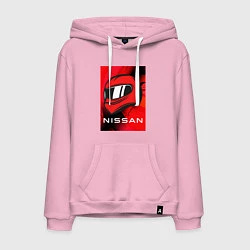Толстовка-худи хлопковая мужская Nissan - Paint, цвет: светло-розовый
