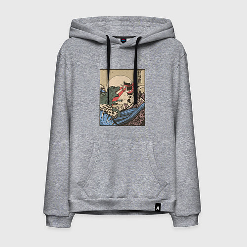 Мужская толстовка-худи Cat Kong versus Godzilla Kaiju / Меланж – фото 1