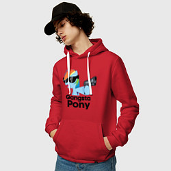 Толстовка-худи хлопковая мужская Gangsta pony, цвет: красный — фото 2