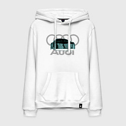 Толстовка-худи хлопковая мужская Audi, цвет: белый