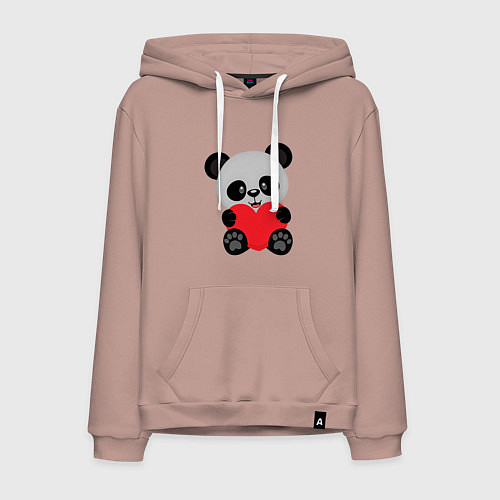 Мужская толстовка-худи Love Панда / Пыльно-розовый – фото 1