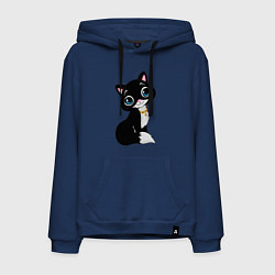 Толстовка-худи хлопковая мужская Домашняя кошечка, цвет: тёмно-синий