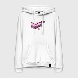 Толстовка-худи хлопковая мужская Аксолотль Axolotl, цвет: белый