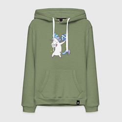 Толстовка-худи хлопковая мужская Unicorn Volleyball, цвет: авокадо