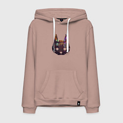 Толстовка-худи хлопковая мужская Stray: City Cat, цвет: пыльно-розовый