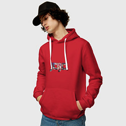 Толстовка-худи хлопковая мужская Jojo Bizarre Adventure логотип, цвет: красный — фото 2