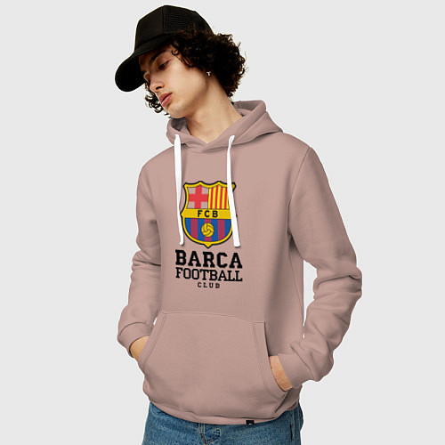 Мужская толстовка-худи Barcelona Football Club / Пыльно-розовый – фото 3