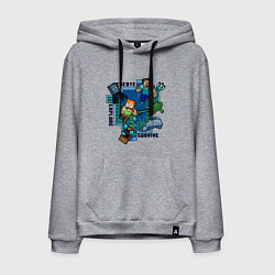 Толстовка-худи хлопковая мужская Майнкрафт Под водой, цвет: меланж