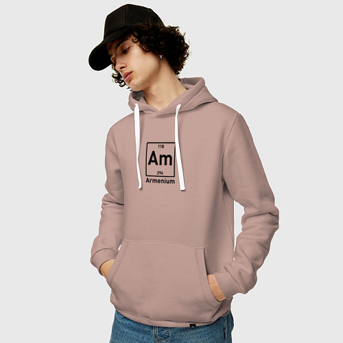 Мужская толстовка-худи Am -Armenium / Пыльно-розовый – фото 3