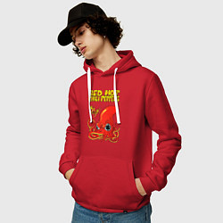 Толстовка-худи хлопковая мужская RED HOT CHILI PEPPERS, цвет: красный — фото 2