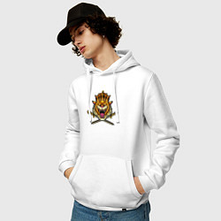 Толстовка-худи хлопковая мужская Tiger King, цвет: белый — фото 2