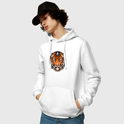 Толстовка-худи хлопковая мужская Amazing Tiger, цвет: белый — фото 2