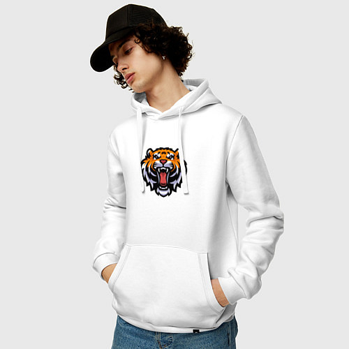 Мужская толстовка-худи Tiger Head / Белый – фото 3