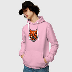 Толстовка-худи хлопковая мужская Зловещий тигр, цвет: светло-розовый — фото 2